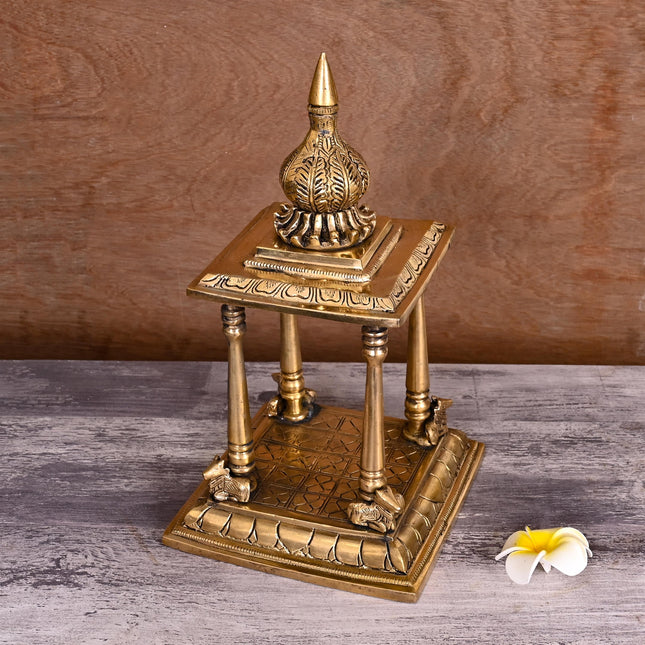 Brass Handcarved Temple (12.5 Inch)