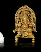 Brass Superfine Singhasan Ganesha Idol (8 Inch)
