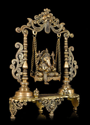 Brass Ganesha On Swing/Jhula (19 Inch)