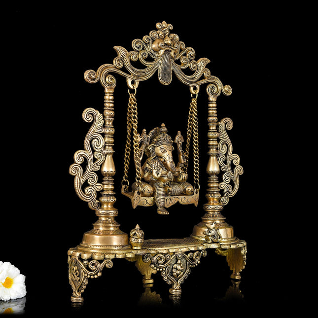 Brass Ganesha On Swing/Jhula (19 Inch)