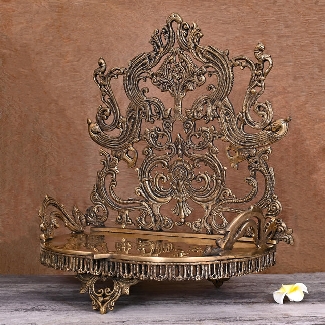 Brass Handcarved Singhasan (20 Inch)