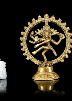 Brass Nataraja Dancing Shiva Statue (5 Inch)