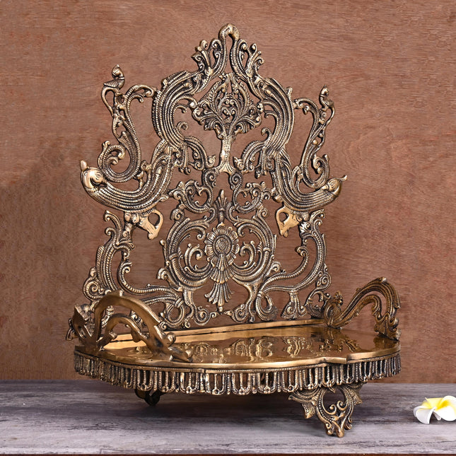 Brass Handcarved Singhasan (20 Inch)