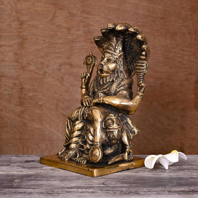 Brass God Narasimha Statue (8.5 Inch)