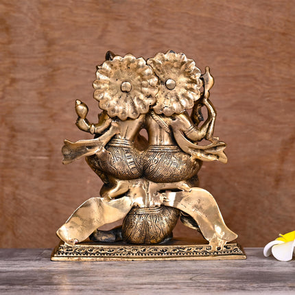 Brass Garuda, Vishnu & Lakshmi Statue (8.2")