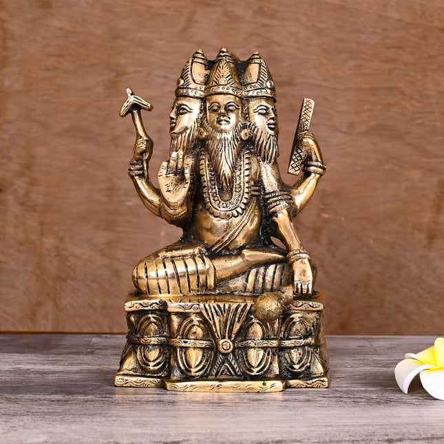 Brass Lord Brahma Statue (8.2 Inch)