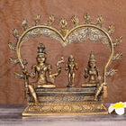 Brass Shiva And Parvati Statue With Skanda (11.5 Inch)