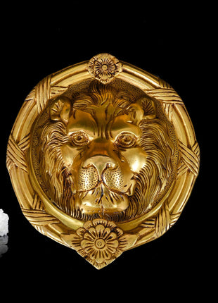 Brass Lion Face Door Knocker (8.5 Inch)