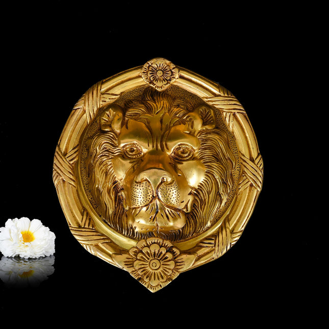 Brass Lion Face Door Knocker (8.5 Inch)