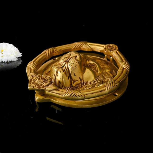 Brass Lion Face Door Knocker (8.5 Inch)
