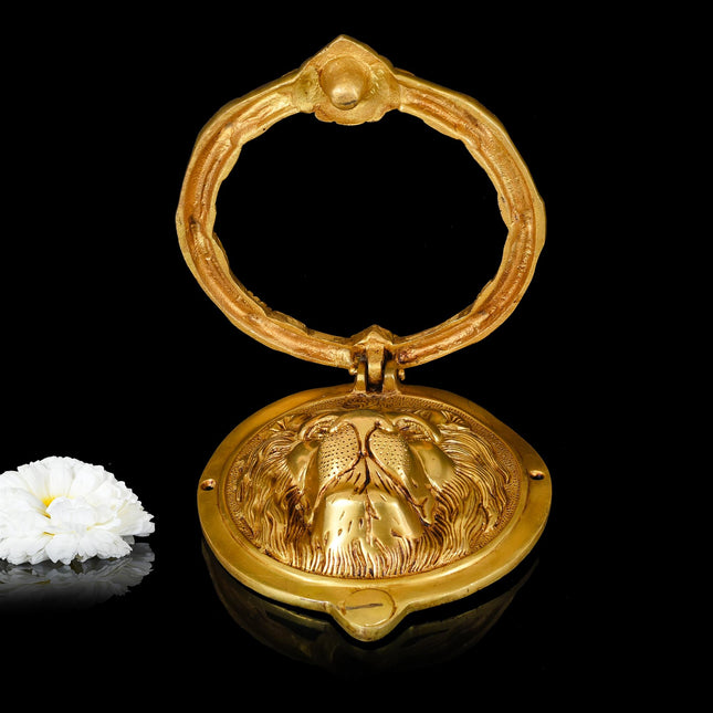 Brass Lion Face Door Knocker (8.5 Inch)