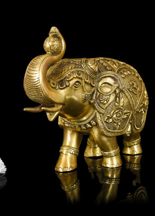 Brass Royal Elephant Statue (8.5 Inch)