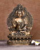 BRASS HANDCARVED BLESSING BUDDHA STATUE (10.5