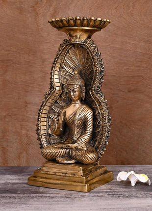 Brass Gautam Buddha Candle Holder (11.8 Inch)