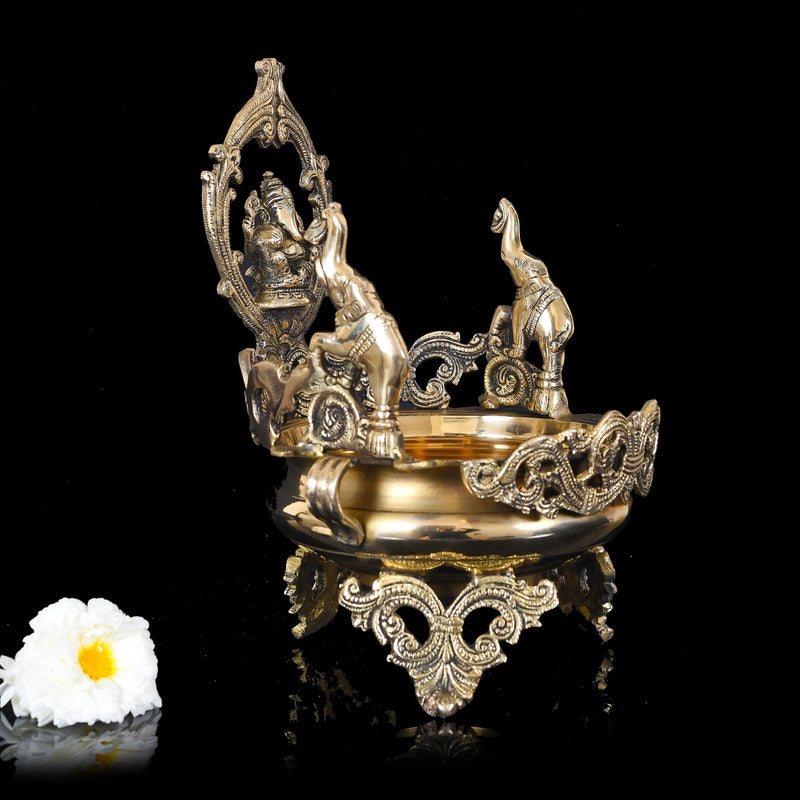 Brass Traditional Ganesha Urli/Floater (12 Inch)