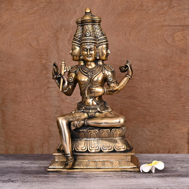 Brass Lord Brahma Statue (16 Inch)