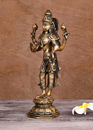 Brass Standing Goddess Lakshmi Idol (10 Inch)