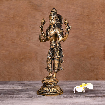 Brass Standing Goddess Lakshmi Idol (10 Inch)