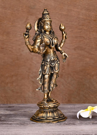 Brass Standing Goddess Lakshmi Idol (10 Inch)