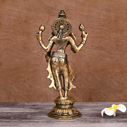 Brass Standing Goddess Lakshmi Idol (10 Inch)