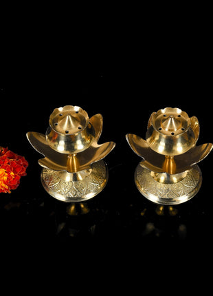 Brass Lotus Incense Holder/Agardan Pair (3 Inch)