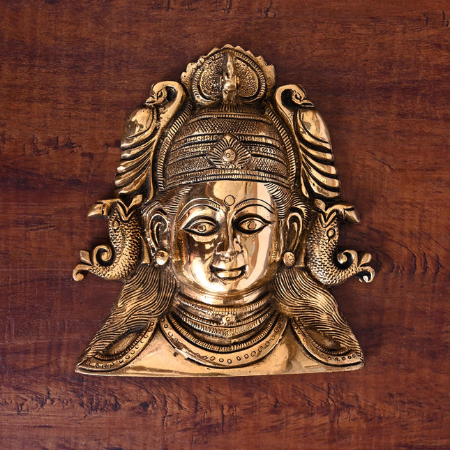 Brass Parvati Face Wall Hanging (8 Inch)