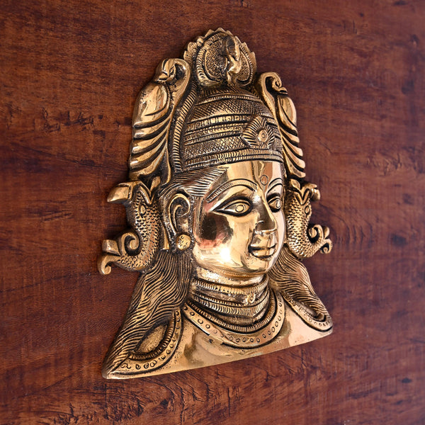 Brass Shiva Face Wall Hanging (8 Inch)