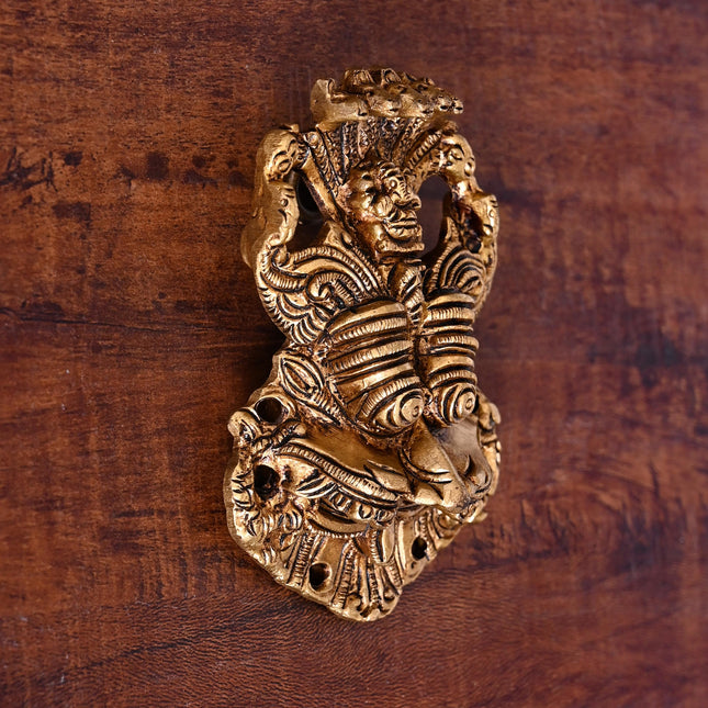 BRASS SUPERFINE YALI FACE WALL HANGING (4")