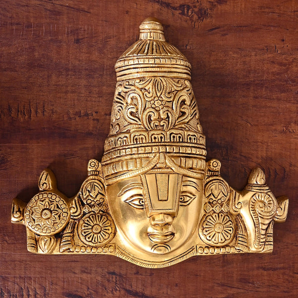 Brass Tirupati Balaji/Venkateshwar Face Wall Hanging (12 Inch)