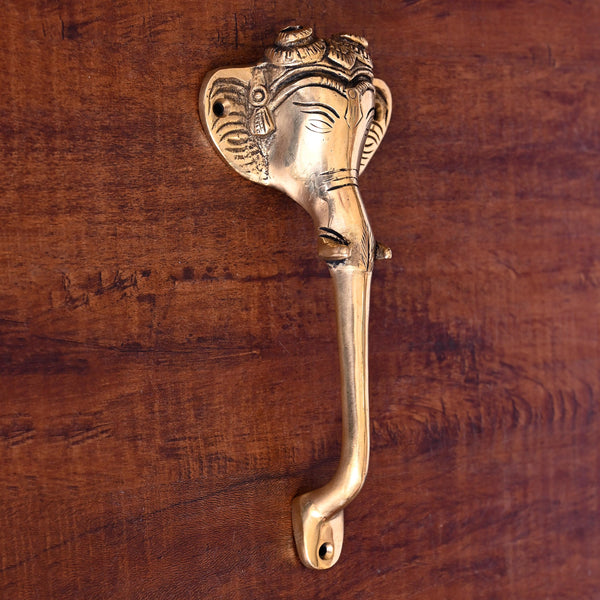 Brass Ganesha Face Door Handle (8 Inch)