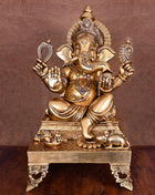 Brass Superfine Chowki Ganesha Statue (26 Inch)
