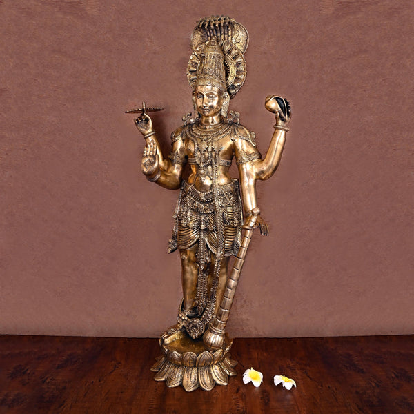 Brass Standing Lord Vishnu Statue (41 Inch)