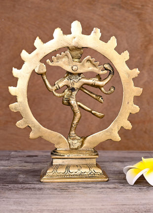 Brass Nataraja Dancing Shiva Idol (7.5 Inch)