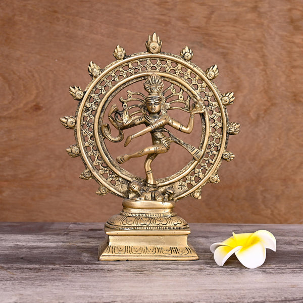 Brass Nataraja Dancing Shiva Statue (8.5 Inch)