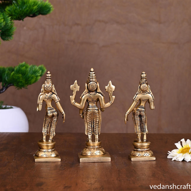 Brass Superfine Lord Balaji With Sri Devi And Bhudevi Idols Set