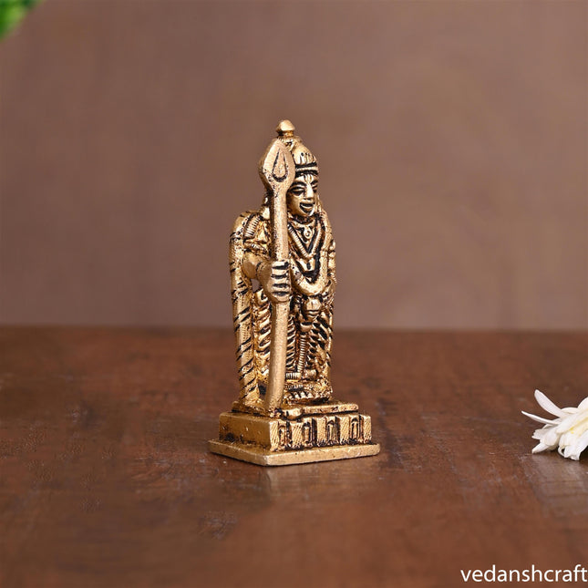 Brass Lord Murugan/Kartikeya Idol (3.2 Inch)