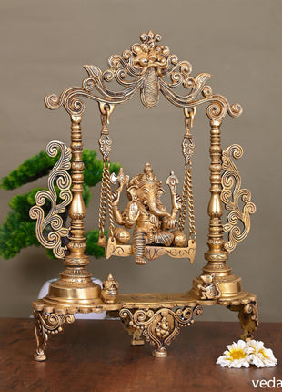 Brass Ganesha On Swing/Jhula (18.5 Inch)