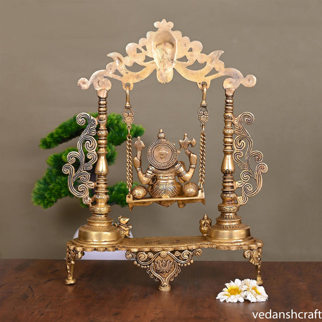 Brass Ganesha On Swing/Jhula (18.5 Inch)