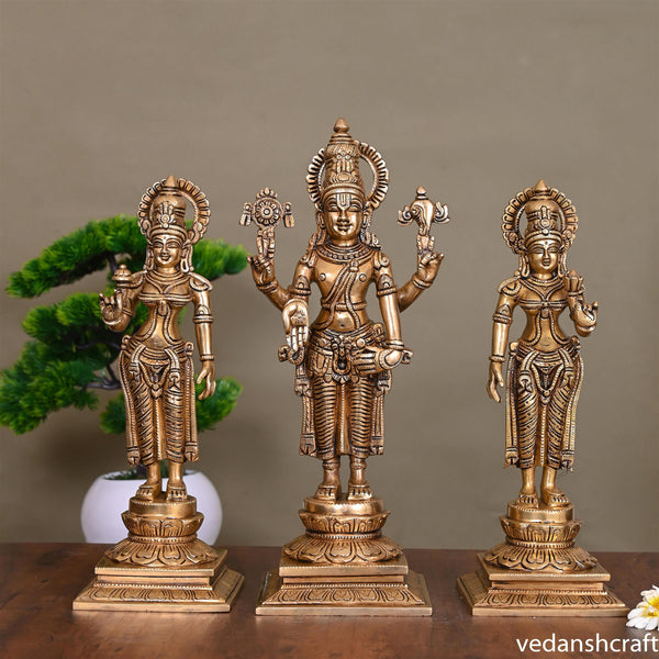 Brass Superfine Lord Balaji With Sri Devi And Bhudevi Idols Set