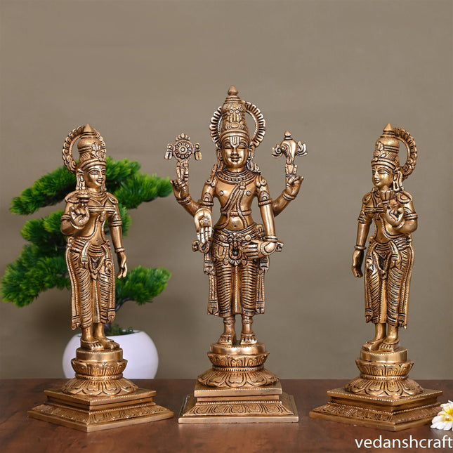 Brass Superfine Lord Balaji With Sri Devi And Bhudevi Idols Set