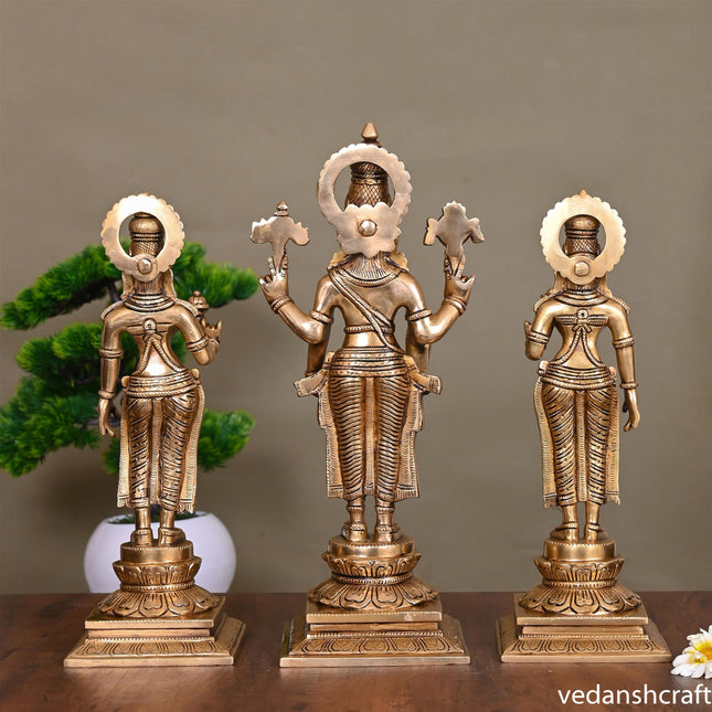 Brass Superfine Lord Balaji With Sri Devi And Bhudevi Idols Set
