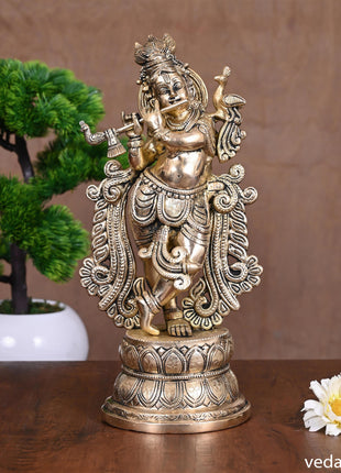 Brass Lord Krishna Statue (12 Inch)