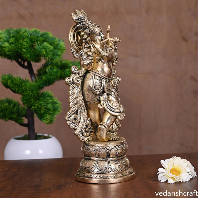 Brass Lord Krishna Statue (12 Inch)
