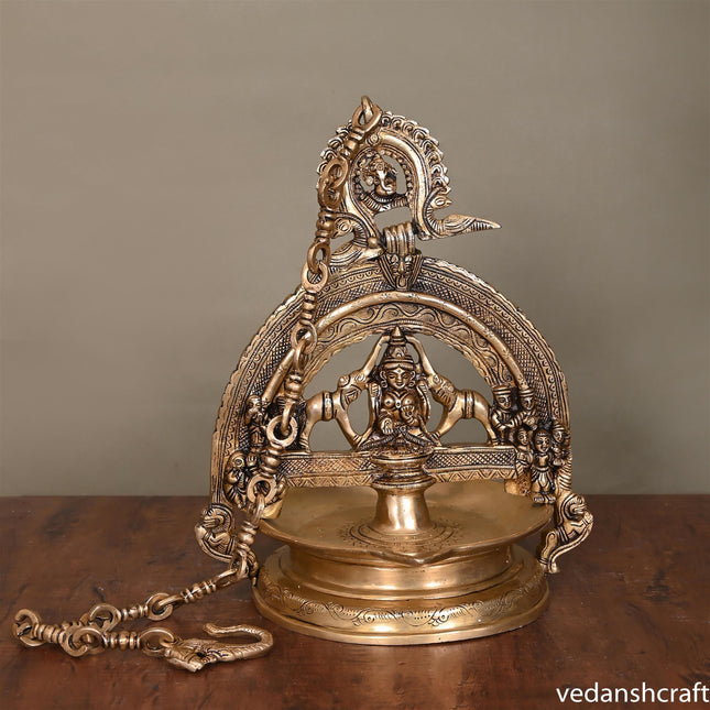 Brass Superfine Goddess Gaja Lakshmi Wall Hanging Diya (37.5 Inch)