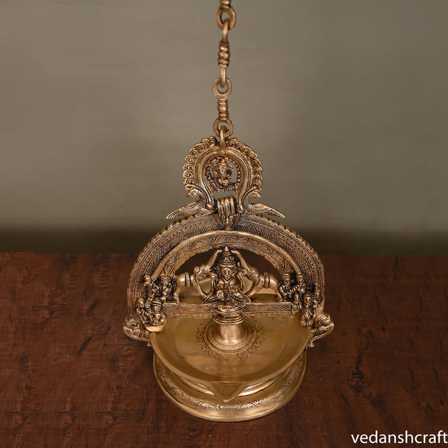 Brass Superfine Goddess Gaja Lakshmi Wall Hanging Diya (37.5 Inch)