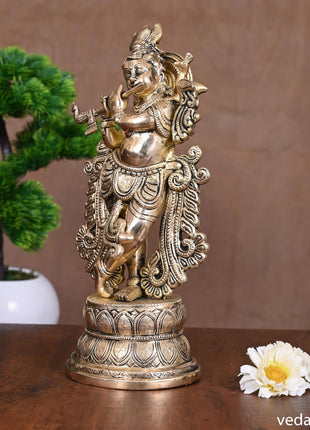 Brass Lord Krishna Statue (12 Inch)