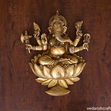 Brass Lord Ganesha Wall Hanging (13 Inch)