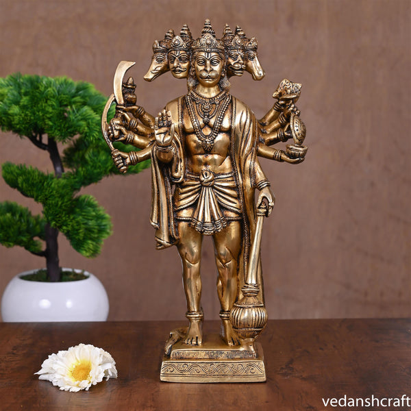 Brass Superfine Panchmukhi Hanuman Idol (14 Inch)