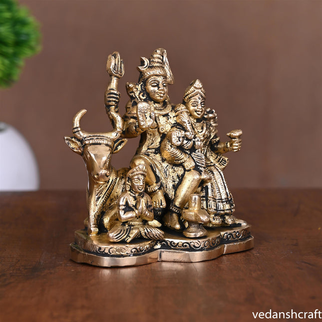 BRASS SHIVA FAMILY STATUE (4.5 Inch)
