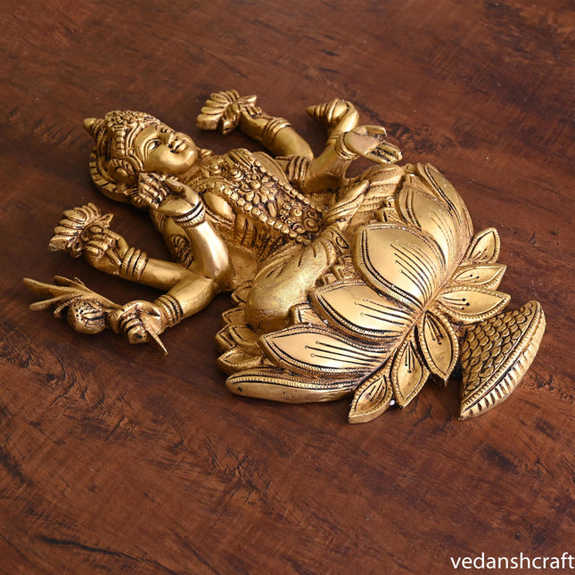 Brass Goddess Lakshmi Wall Hanging (13 Inch)